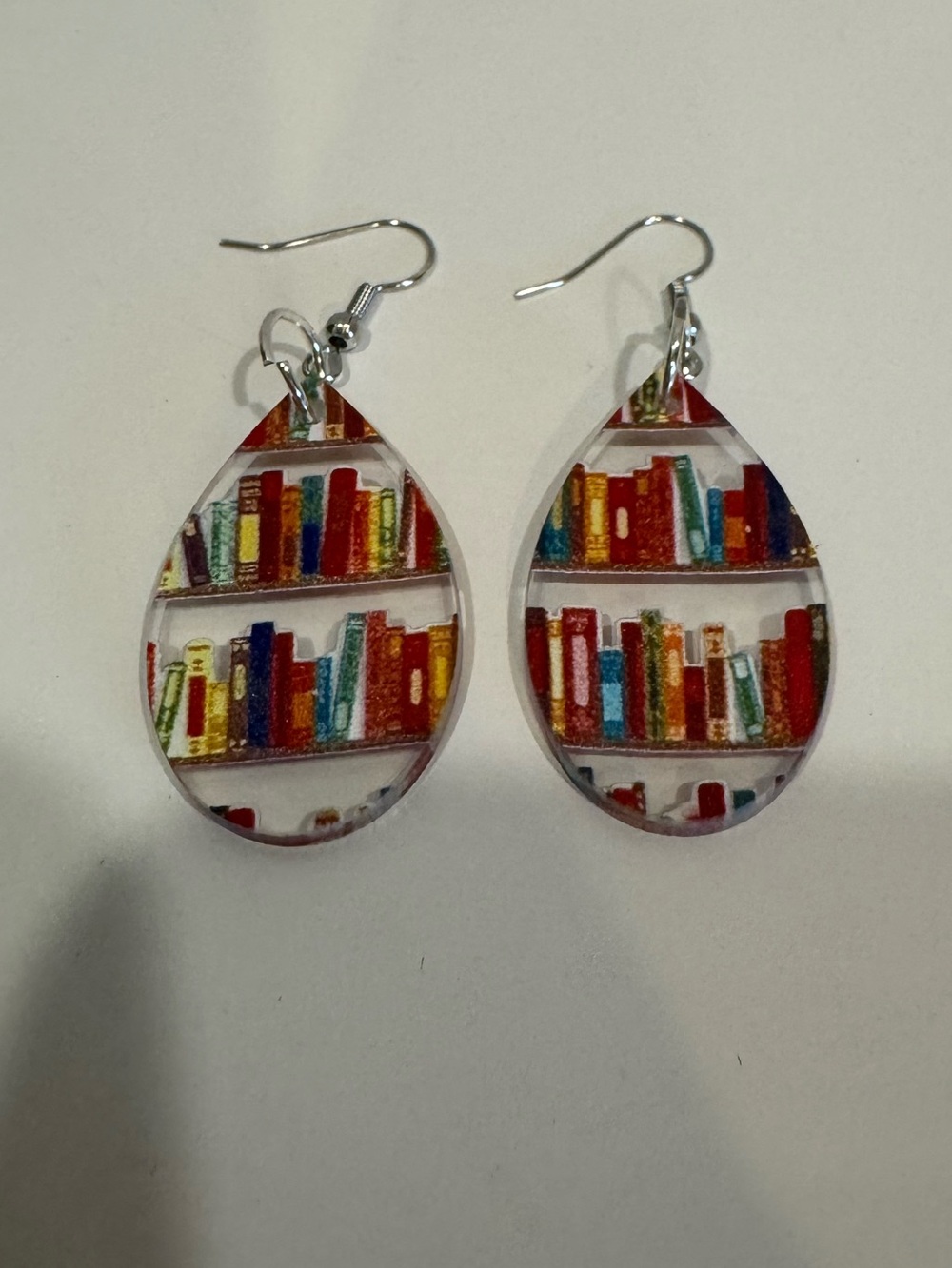 Book Pattern Teardrop Earrings - Colorful Books Design